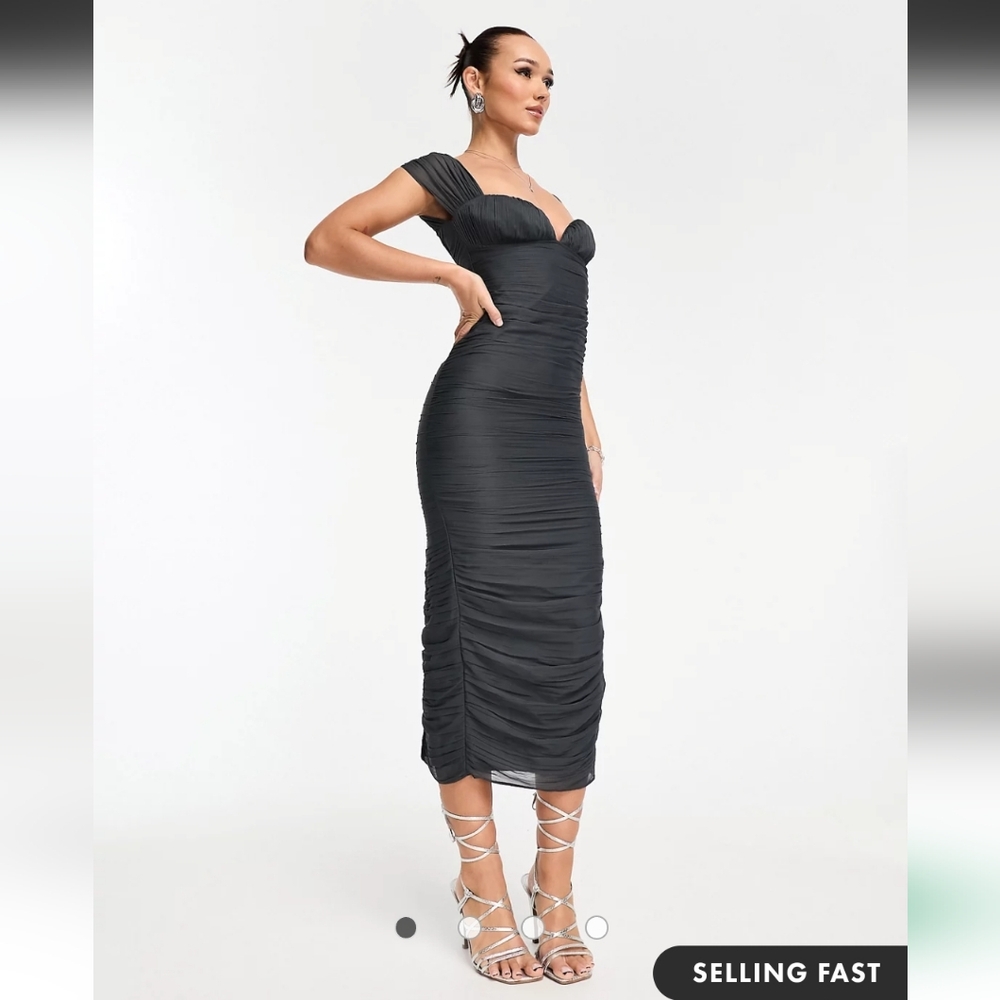 Ruched Bodycon Midi Dress